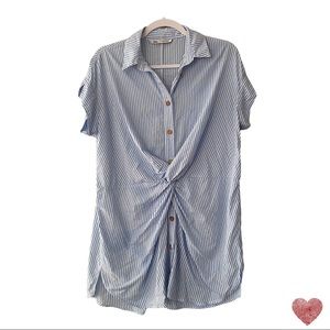 ZARA TWIST FRONT STRIPED BLOUSE